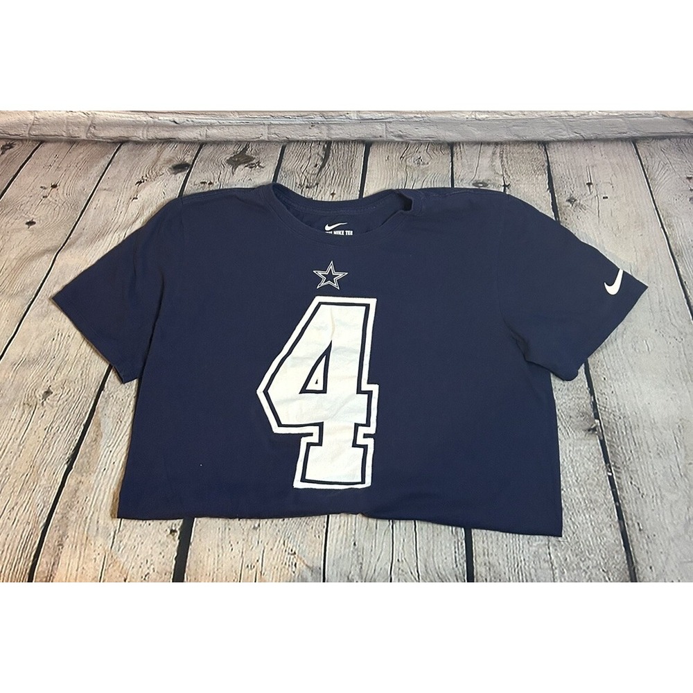 Nike Tee Dallas Cowboys Dak Prescott #4 T-Shirt Men's Large Blue/White
